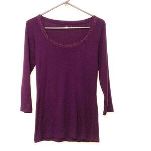 Table Eight 3/4 sleeve purple embellished neckline size medium